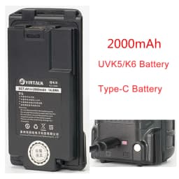Walkie Talkie Battery FOR Quansheng UV-K5 K6 High Capacity Battery 18650 Type-C charge Wireless Machine Transceiver UVK6 UVK5(8)