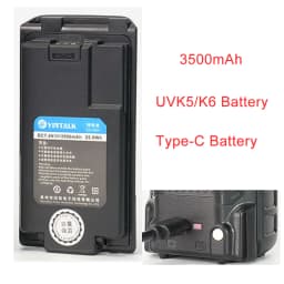 Walkie Talkie Battery FOR Quansheng UV-K5 K6 High Capacity Battery 18650 Type-C charge Wireless Machine Transceiver UVK6 UVK5(8)