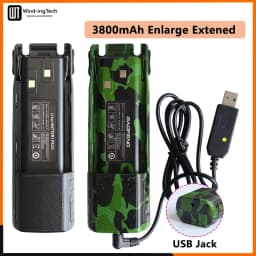 Baofeng UV 82 Li-ion Battery 2800/3800/4200mAh USB Type C BL-8 For UV82 Plus Walkie Talkies UV-8D UV-82WX Ham Radios Camouflage