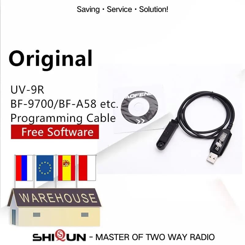 UV-9R Pro Programming Cable UV-68 Pro Max BAOFENG UV-9R Plus BF-9700 BF-A58 UV-XR UV-5R WP GT-3WP UV-5S Radios USB Cable Disk CD