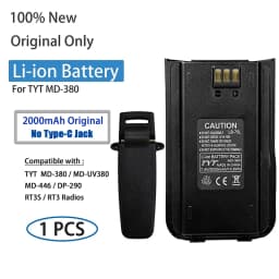 TYT MD-UV380 Li-ion Battery MD-446 Thickened Battery Original 2800mAh Type-C Charging Compatible with MD-380 DP-290 RT3S Radios