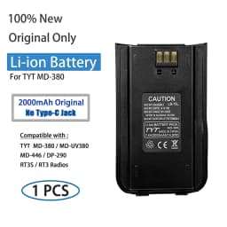 TYT MD-UV380 Li-ion Battery MD-446 Thickened Battery Original 2800mAh Type-C Charging Compatible with MD-380 DP-290 RT3S Radios