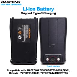 New Upgraded Baofeng BF888S Walkie Talkie Battery Able Type-C Charging BF-888S/777S/666S/ BF-C1 Tow Way Radios Extra Battery