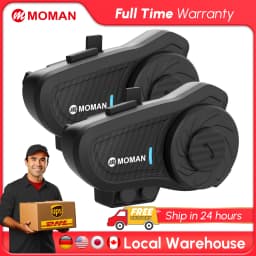 Moman H2PRO Motorcycle Helmet Headset Waterproof Moto Headphone with FM Radio Music Share LED Display For Rider