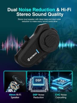 Moman H2PRO Motorcycle Helmet Headset Waterproof Moto Headphone with FM Radio Music Share LED Display For Rider