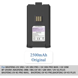 Baofeng UV-5RM Battery 2500/3800mAh Original High Power Type-C Charging BF-K5 Plus UV-5RH Pro Walklie Talkie Rechargable Battery