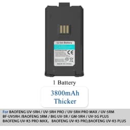 Baofeng UV-5RM Battery 2500/3800mAh Original High Power Type-C Charging BF-K5 Plus UV-5RH Pro Walklie Talkie Rechargable Battery