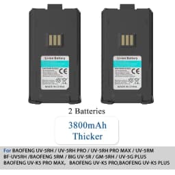 Baofeng UV-5RM Battery 2500/3800mAh Original High Power Type-C Charging BF-K5 Plus UV-5RH Pro Walklie Talkie Rechargable Battery