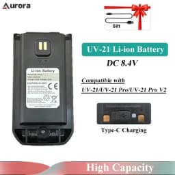 Baofeng UV-21 Pro V2 Li-ion Battery Original High Capacity DC 8.4V Typc-C Charging UV21 Pro Two Way Radio Batteries Replacements