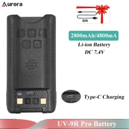 Baofeng UV-9R Pro Li-ion Battery 2800/4800mAh UV-9R Plus Enlarge Li-ion Batteries Type-C Charging BL-9 GMRS-9R Radio Replacement