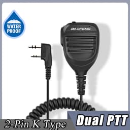 Baofeng UV-5R PTT Waterproof UV-9R Walkie Talkie Speaker Radio Microphone Keenwood 2-Pin Type Handheld Mic For UV-82 UV16 888S