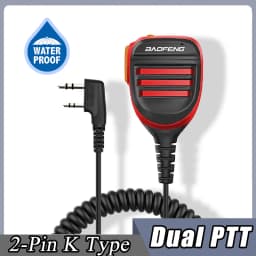 Baofeng UV-5R PTT Waterproof UV-9R Walkie Talkie Speaker Radio Microphone Keenwood 2-Pin Type Handheld Mic For UV-82 UV16 888S