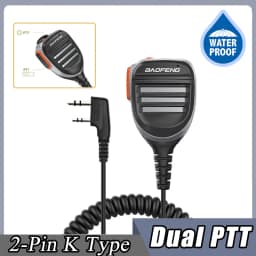 Baofeng UV-5R PTT Waterproof UV-9R Walkie Talkie Speaker Radio Microphone Keenwood 2-Pin Type Handheld Mic For UV-82 UV16 888S