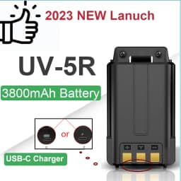 Baofeng UV-5R Battery TYPE C 3800mAh Enlarge USB C Li-ion Battery Replacement BF-F8HP Radio BL-5/BL-5L UV-5RA GT-5R UV-5X3 UV 5R