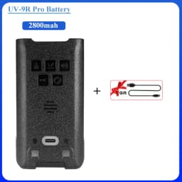 Baofeng UV-9R Pro V2 Battery 2800/4800mAh UV9R Plus Enlarge Li-ion Battery Type-C Charging BL-9 For UV9R Pro GMRS-9R UV-9G Radio