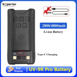 Baofeng UV-9R Pro V2 Battery 2800/4800mAh UV9R Plus Enlarge Li-ion Battery Type-C Charging BL-9 For UV9R Pro GMRS-9R UV-9G Radio