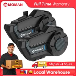 Moman Motorcycle Helmet Intercom Mesh Bluetooth Helmet Headset Moto Interphone Wireless 5.1 Communication System to 1000M Radio