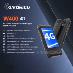 ANYSECU W400 PDA Resistente Con Walkie Talkie PoC Zello IP65 Smartphone Android 15 4350mAh 4G Rango Global Walkie Talkie NFC