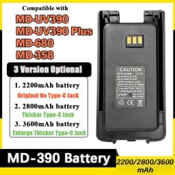 TYT MD-UV390 Plus Battery 2800/3600mAh Enlarge Thicker Battery Pack Compatible With MD-390 MD-680 MD-358 TH-UV8200 Two Way Radio