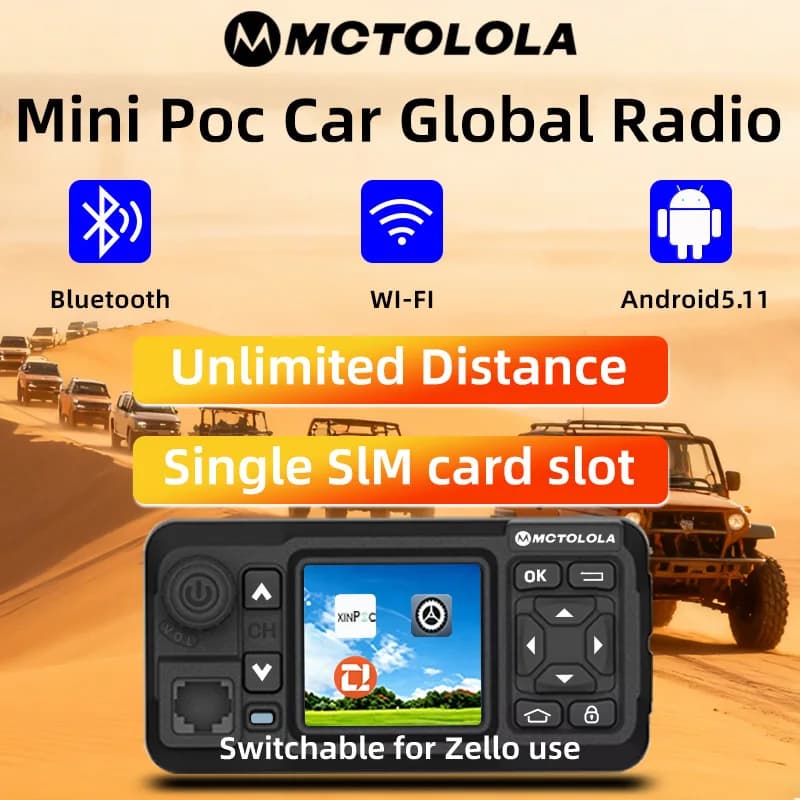MOTOLOLA (Equipped with a Lifetime Free SIM Card) Global 4G LTE POC Wireless Internet Car Walkie Talkie Global Coverage of 5000