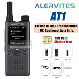 ALERVITES AT1 Global PoC Radio Baofeng Walkie Talkie 4G LTE SIM Card Lifetime Free APP Setting Unlimited Distance USB-C Charging