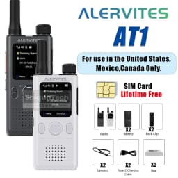 ALERVITES AT1 Global PoC Radio Baofeng Walkie Talkie 4G LTE SIM Card Lifetime Free APP Setting Unlimited Distance USB-C Charging