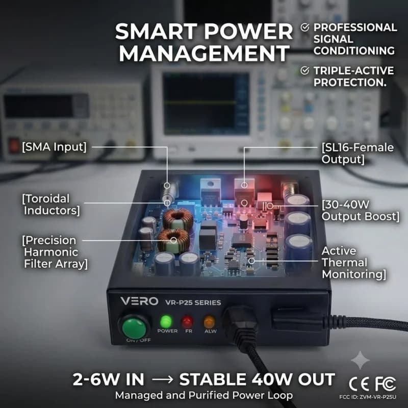 VR-P25D Power Amplifier Signal UHF 400-480MHz VHF 136-174MHz 20-40W for Handheld Radios DMR Tier II, P25 FDMA & Analog AMP-V25D
