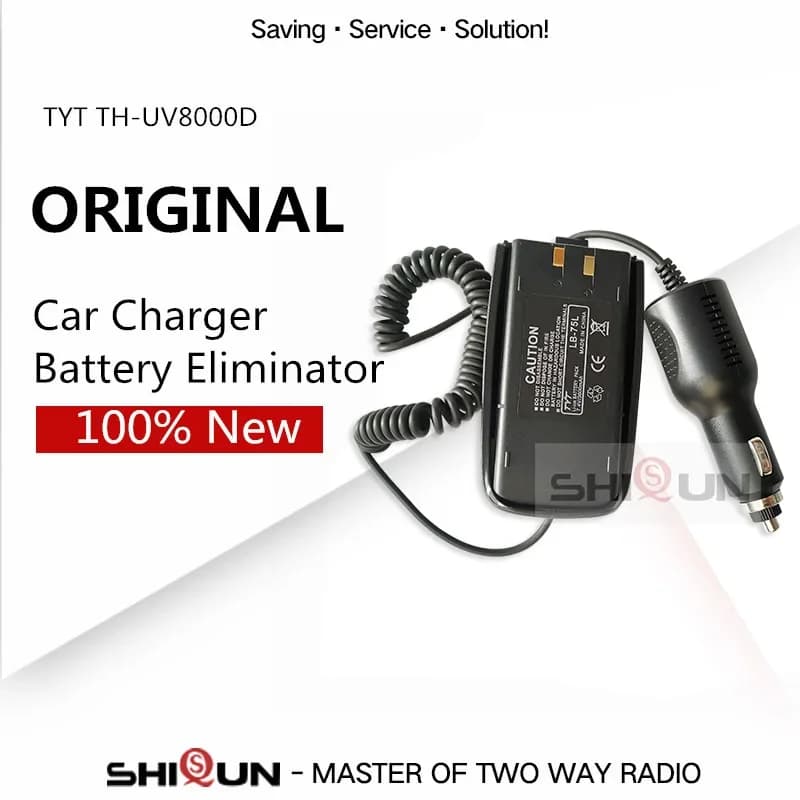 Original Walkie Talkie Battery Eliminator 2 Way Radio Car Charger 12-24V for TYT TH-UV8000D TH-UV8000E UV8000E TC-8000 TC-8000V