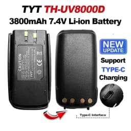 New Upgraded TYT TH-UV8000D Battery 3800mAh 7.4V Support Type-C Charging Li-ion Battery Pack For TH-UV8000E TC-8000 LB-75L Radio