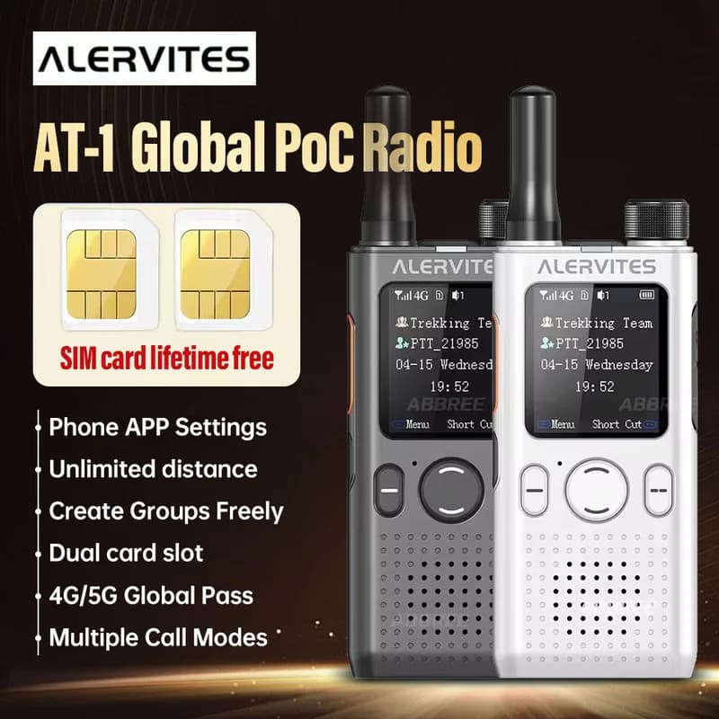 Baofeng ALERVITES AT1 POC Two Way Radio | Lifetime Free Global Service, Freely Create & Manage Teams, 4G/5G Cellular Network