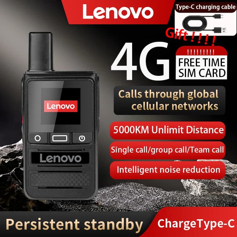 Lenovo 5000KM Global Walkie Talkie Long Rang Global PPT Walkie-Talkie with SIM Card LIFE TIME Free Transnational POC Radio