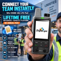 SHJ S560 4G LTE PoC Walkie Talkie Two Way Radio, Lifetime Free SIM & Super-PTT, 5000km PTT Group Call, 2.4in HD Screen USB-C SOS