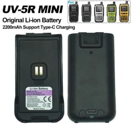 BAOFENG UV-5R Mini Walkie Talkie Battery 2200mAh 7.4V Li-ion Battery Support Type-C Charging UV-5RMINI 2Way Radio Original Parts