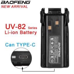 BAOFENG UV-82 Battery Type-C Charging For UV82 Walkie Talkie Li-ion Rechargeable Battery Compatible UV-8D UV-82HP Two Way Radios