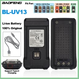 BAOFENG UV13PRO Walkie Talkie Battery UV8R P15UV UV999 High Capacity Type-C Battery For Baofeng UVK5 PLUS UV13 Pro V1 V2 Radio