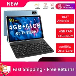 T10 10.1” Android 11 Tablet PC 4GB RAM 64GB ROM Octa-Core 1280 X 800 Pixels 5.0MP+8.0MP Cameras Type-C WIFI Bluetooth 5.0