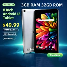 1280*8000 Pixels 8" Android 12 Tablet PC 3GB RAM 32GB ROM MT8783 Quad-Core WIFI Bluetooth 5.0 GPS Type-C