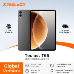 Teclast T65 Tablet 13.4" 2K 120Hz Dsiplay Unisoc T7280 Octa Core Max 26GB RAM 128GB ROM 8000mAh Battery Android 16 Lte Tablets