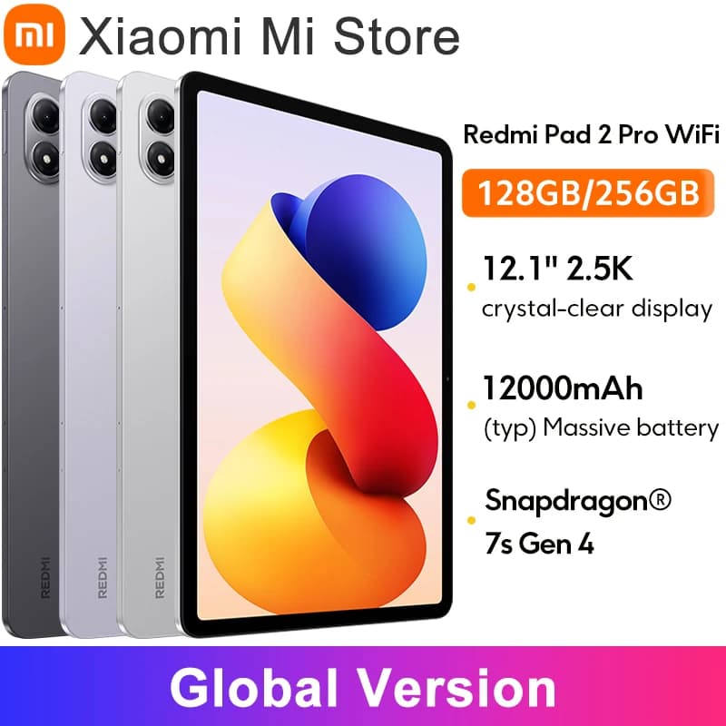 Xiaomi Redmi Pad 2 Pro Global Version 12.1" 2.5K crystal-clear display Snapdragon 7s Gen 4 12000mAh 33W fast charging