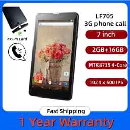 DS808 7" 3G Phone Call Android 6.0 Tablet PC MTK8735 Quad Core 2GB RAM 16GB ROM 1024 X 600 Pixels 2 X Sim Card GSM
