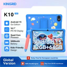 KINGRID K10 Kids Tablet 10'' Android 15 4GB RAM+8GB Expandable 64GB ROM 5G WiFi Widevine L1 5000mAh Kids Tablet PC Tablet Android Parental Control