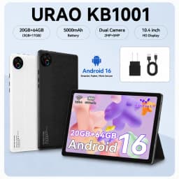 URAO Android 15 Tablet 10.4 Inch OS GMS Certified Tablets 1.8 GHz 20GB RAM 64GB ROM 1TB Expand WiFi 6 Bluetooth 5.4 Dual Camera