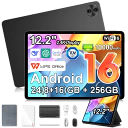 Blackview Mega 5 Tablet Pc,12.2" 2.4K Ultra‑Clear Ips 120Hz,Tüv Süd Low Blue Light,24Gb(8+16) Ram 256Gb Rom,10000Mah 55W,Wi‑Fi 6,Dual 2W Box Speakers Android 16,1080P Widevine L1 for Netflix Disney+ Prime Video