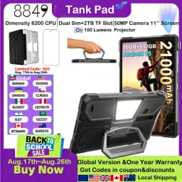 8849 TANK PAD Unihertz Rugged Tablet with Projector 100Lumens 5G Android 15 512GB 21000mAh 11 inch Waterproof Phone Tablet 2026