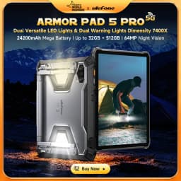 Ulefone Armor Pad 5 Pro 5G Rugged Tablet 24200mAh Android 15 Tablet 12GB+20GB RAM, 512GB ROM 64MP 120W GPS NFC