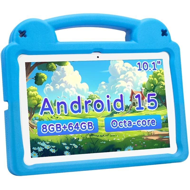 ANRY 2025 Kids Tablet PC Android 15 10.1 Inch 8GB(4+4Expand) RAM 64GB ROM Tab WIFI Dual Camera Tablets With EVA Protective Cover