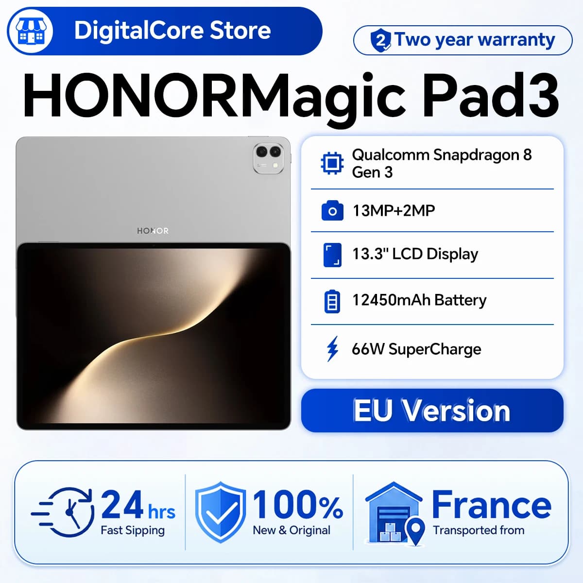 HONOR MagicPad 3 Tablet EU Version 13.3'' 3K LCD 165Hz Display Pad Snapdragon 8 Gen 3 12450mAh Battery Android 15