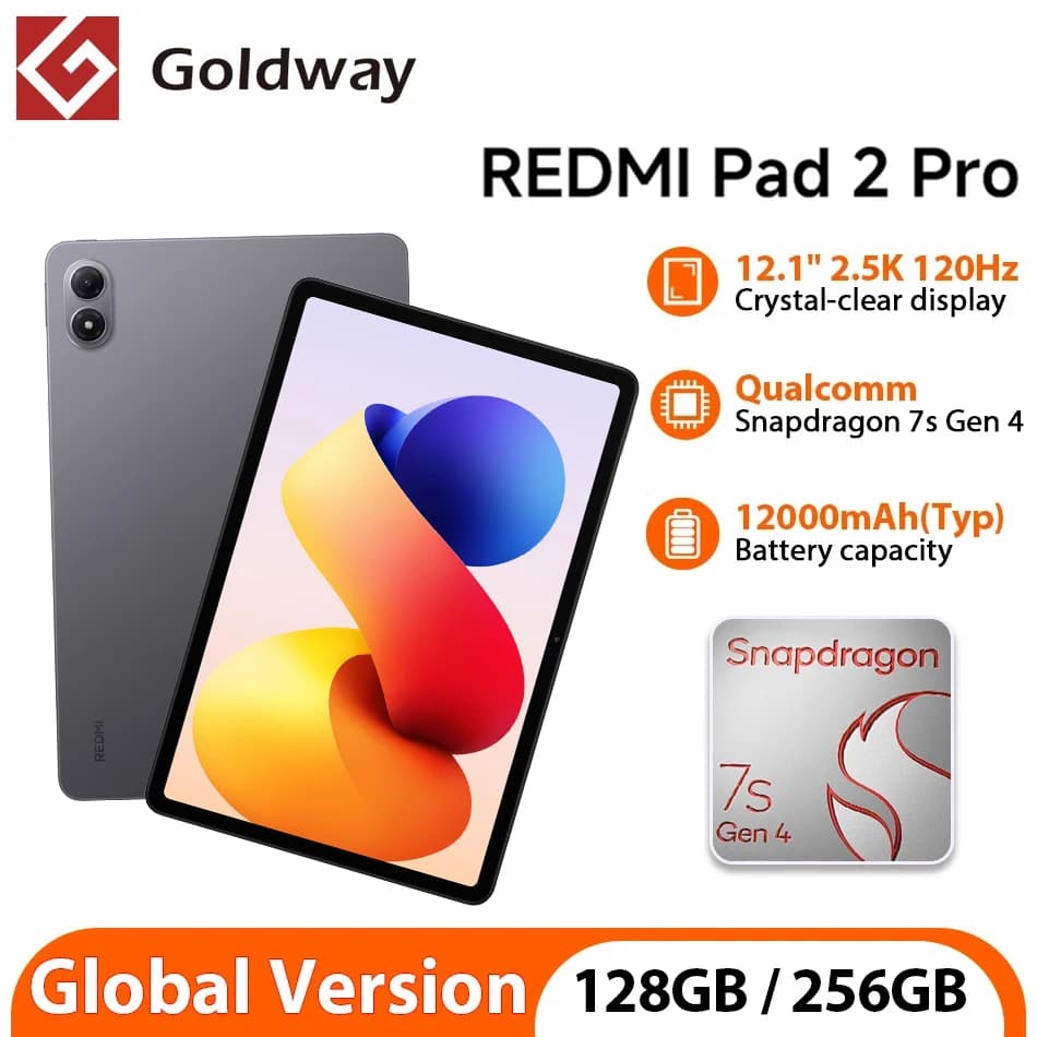 Global Version Xiaomi Redmi Pad 2 Pro Wifi Tablet 128GB 256GB Snapdragon 7s Gen 4 12.1'' 2.5K Screen 8MP Camera 12000mAh Battery