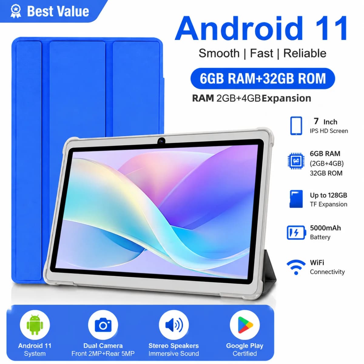 2026 Global Version 7 Inch 4G WiFi Kids' Tablet Quad Core 2GB RAM 32GB ROM Dual Cameras Children's Gifts Tablets Android 11