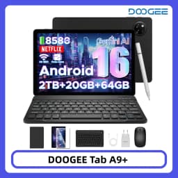 DOOGEE Tab A9+ Tablet 11" HD Display 20GB(4+16) 64GB 8580mAh Large Battery Unisoc T7200 Octa Core Dual Speakers Android 15 Pad